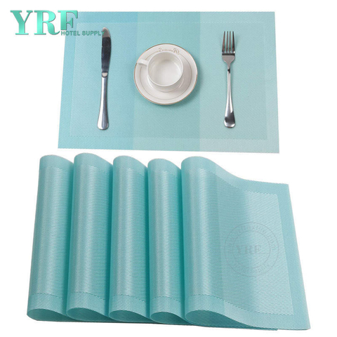 Tovagliette da tavolo con bordo blu resistenti al calore rettangolari in PVC lavabile per feste