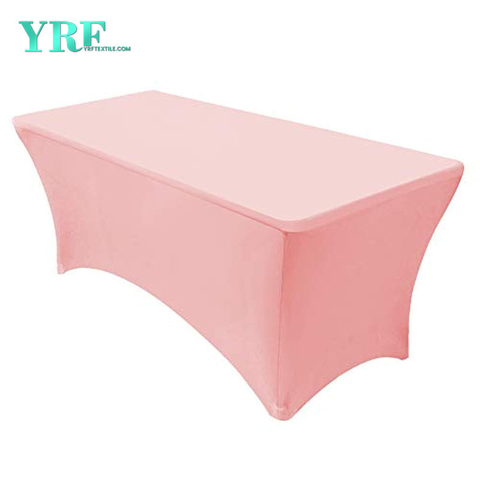 Copritavoli rettangolari in spandex rosa 8 piedi in puro poliestere senza rughe per tavoli pieghevoli