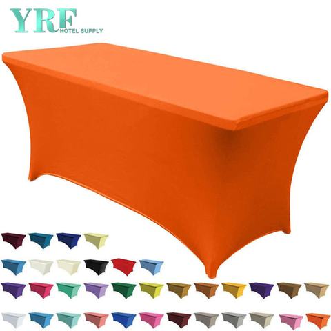 Copritavolo rettangolare in spandex elasticizzato arancione 8 piedi/96"L x 30"P x 30"H in poliestere per feste