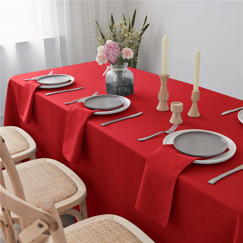 Tovaglia rettangolare per tavolo da pranzo rosso puro 90x132 pollici 100% poliestere senza rughe per ristorante