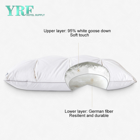 Cuscino piuma bianco traspirante personalizzato all'ingrosso per la protezione del collo dell'hotel a 5 stelle