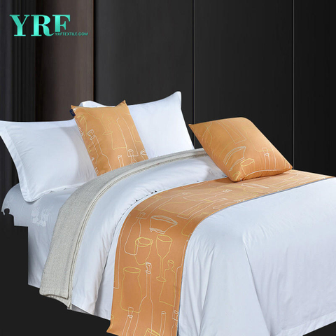Camera per gli ospiti di fascia alta Design semplice con stampa in lino Bandiere da letto con decorazione marrone sabbia