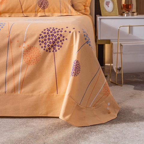 Lenzuolo di lusso in cotone dal design moderno per set di biancheria da letto con stampa arancione