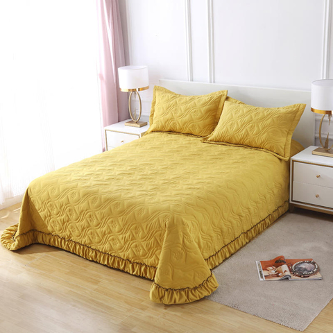 Hotel Fashions Copriletto giallo copriletto in cotone di dimensioni doppie per tutta la stagione