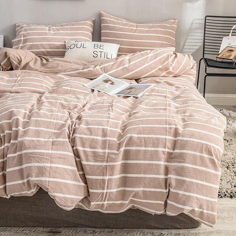 Set biancheria da letto in cotone a righe con letto king size 4 pezzi tessili per la casa