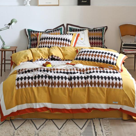 Set biancheria da letto di lusso in tessuto spazzolato di cotone, comodo per letto king-size