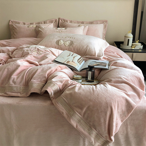 Luxury Fluffy PlushComforter Cover con federe Set da 4 pezzi ultra morbido