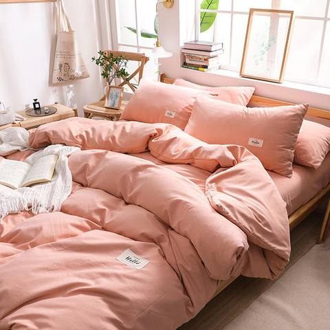 Lenzuolo da letto in tessuto di cotone abbinato rosa da dormitorio per studenti in stile semplice