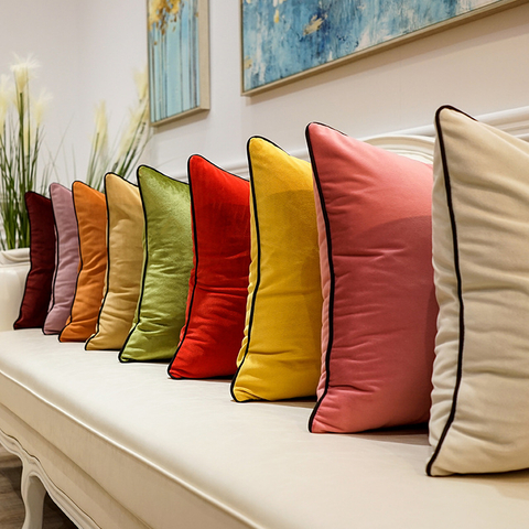 Divano della camera da letto dell'hotel Cuscino decorativo semplice e confortevole in velluto di colore solido