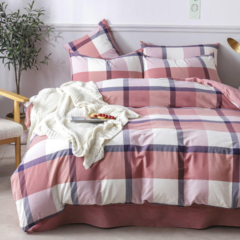 Biancheria da letto in tessuto di cotone Prezzo economico Design moderno Plaid Multi colore
