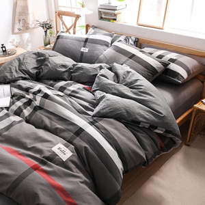Biancheria da letto in cotone stile semplice percalle grigio scuro cottage vendita calda